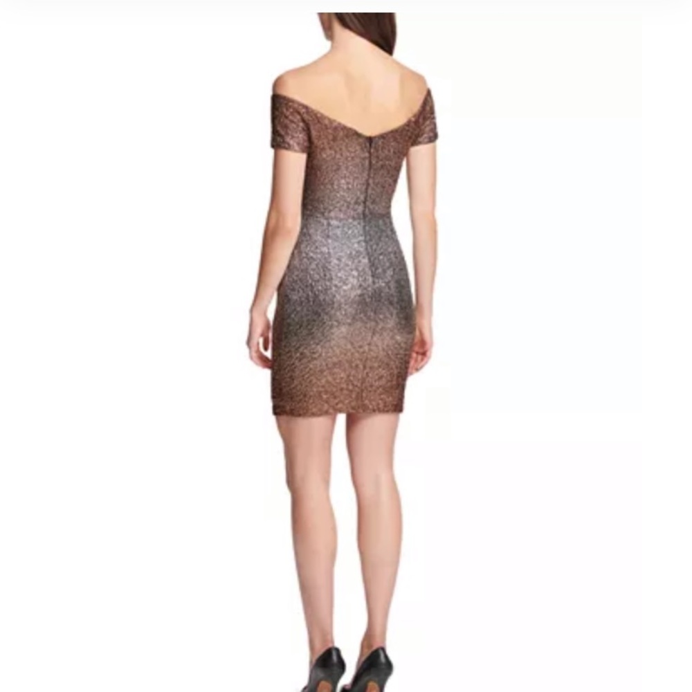 Off-The-Shoulder Metallic Bodycon Dress